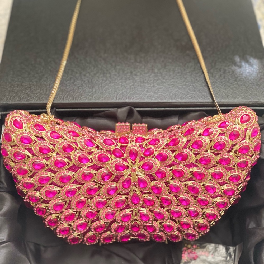Estelle Limelight Fuchsia and Gold Clutch
